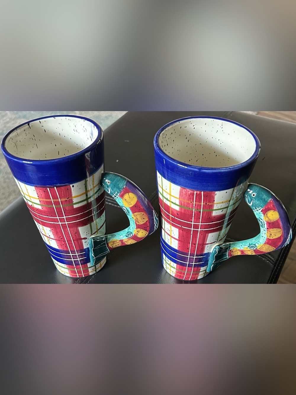2- Julie Ueland Shorelines Fisherman Mugs w/Fish Handle